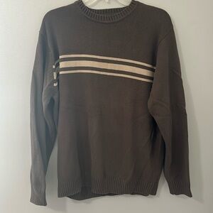 Dockers men’s brown chest stripe crewneck winter sweater size XLT